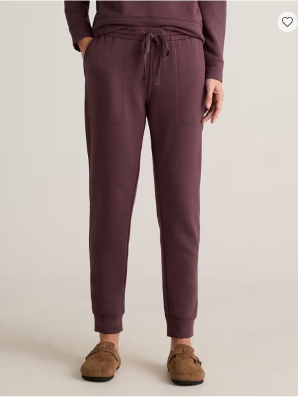 Quince SuperSoft Fleece Joggers Dried Fig Size M NWT